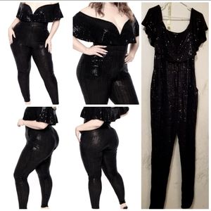 Sequin Off-The-Shouler Sweetheart Neckline Jumpsuit